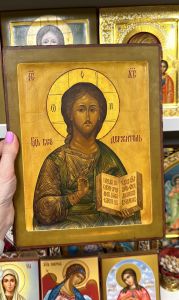 Рукописная икона Спас Вседержитель №140 (Размер 22х28 см)