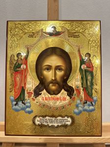 Рукописная икона Спас Нерукотворный с Ангелами 34 (Размер 27*31 см)