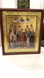 Рукописная икона Собор Целителей №2 (Размер 27х31 см)
