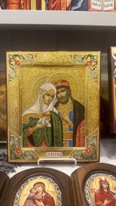 Икона Петр и Феврония с резьбой и сусальным золотом с полировкой 