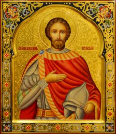 Рукописная икона Александр Невский №77 (Размер 27х31 см)