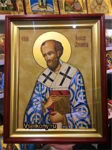 Рукописная икона Иоанн Златоуст
