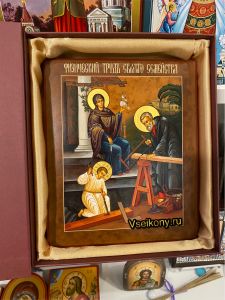 Рукописная икона Физический труд Святого Семейства
