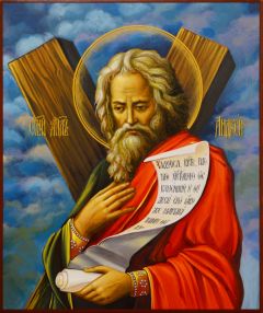 Рукописная икона Андрей Первозванный 30 (Размер 21*25 см)