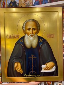 Рукописная икона Александр Свирский 8