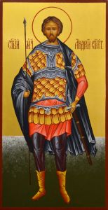 Рукописная икона Андрей Стратилат