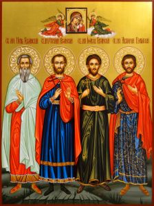 Рукописная икона избранные святые 119