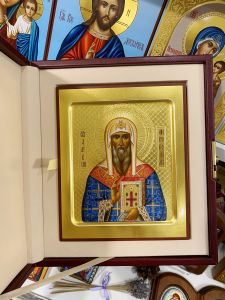 Рукописная икона Алексий митрополит Московский 5 (Размер 17*21 см)