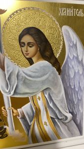 Рукописная икона Ангел Хранитель с кадилом 2 