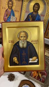 Рукописная икона Александр Свирский 8