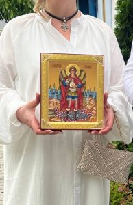 Рукописная икона Архангел Михаил №63 