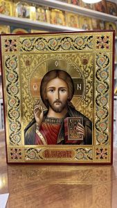 Рукописная икона Спас Вседержитель №152 (Размер 21х25 см)