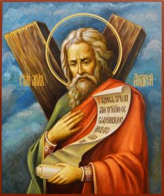 Рукописная икона Андрей Первозванный 30 (Размер 21*25 см)