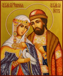 Рукописная икона Петр и Феврония №15 