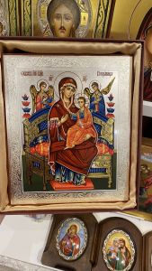 Рукописная икона Всецарица серебро №25