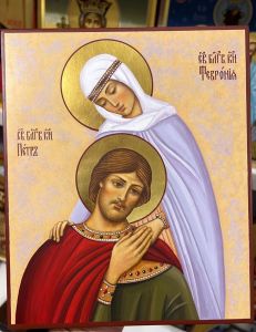 Рукописная икона Петр и Феврония №162 
