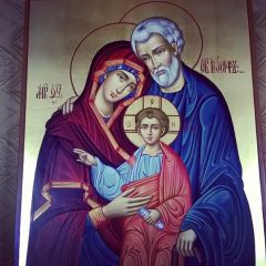 Рукописная икона Святое Семейство