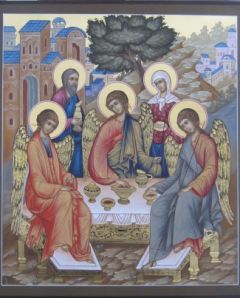 Рукописная икона Троица