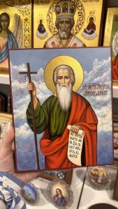 Рукописная икона Андрей Первозванный №59 (Размер 17х21 см)