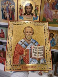 Рукописная икона Николай Чудотворец №217