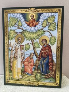 Рукописная икона Беседная Божия Матерь