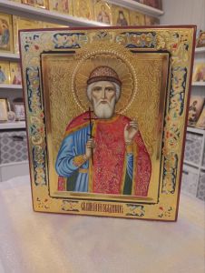 Рукописная икона Владимир равноапостольный №49 (Размер 21х25 см)