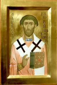 Рукописная икона Григорий Новгородский
