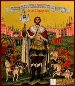 Рукописная икона Александр Невский 31 (Размер 27*31 см)