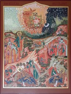 Рукописная икона Иов Многострадальный с житиями