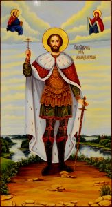 Рукописная мерная икона Александр Невский масло