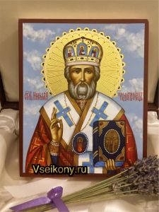 Рукописная икона Николай Чудотворец 34 