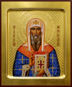 Рукописная икона Алексий митрополит Московский 5 (Размер 17*21 см)
