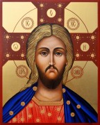 Рукописная икона Спас Златые Власа