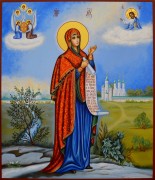 Рукописная икона Боголюбская Божия Матерь