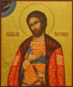 Рукописная икона Александр Невский №102 (Размер 17х21 см)